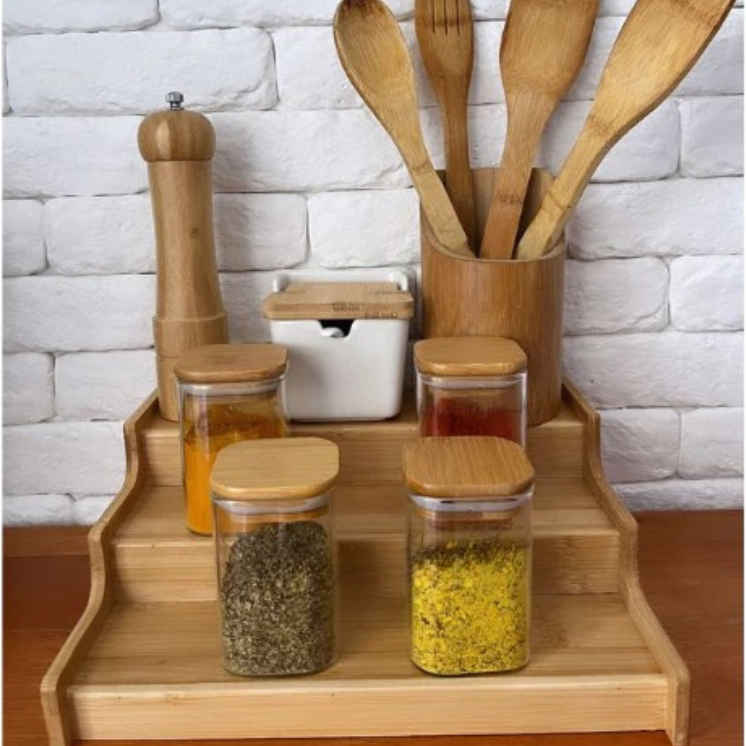 Rack de Bambu Organizadores Retrátil e Fixo 3 Níveis