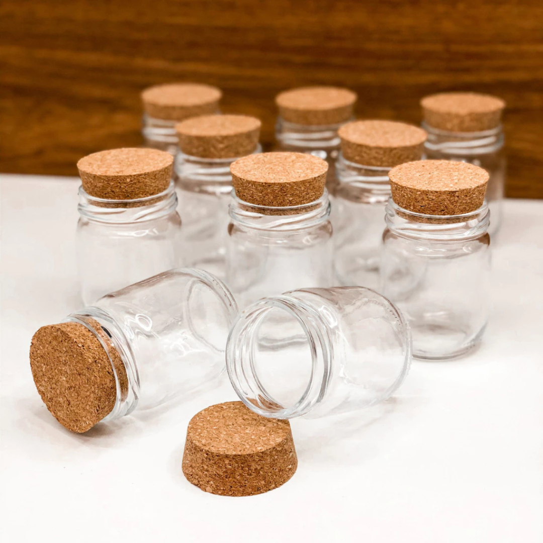 Kit 10 Potes 200ml com Tampa de Cortiça Elegância Natural