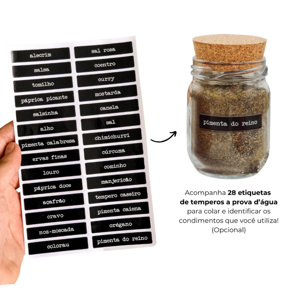 Kit 10 Potes 200ml com Tampa de Cortiça Elegância Natural