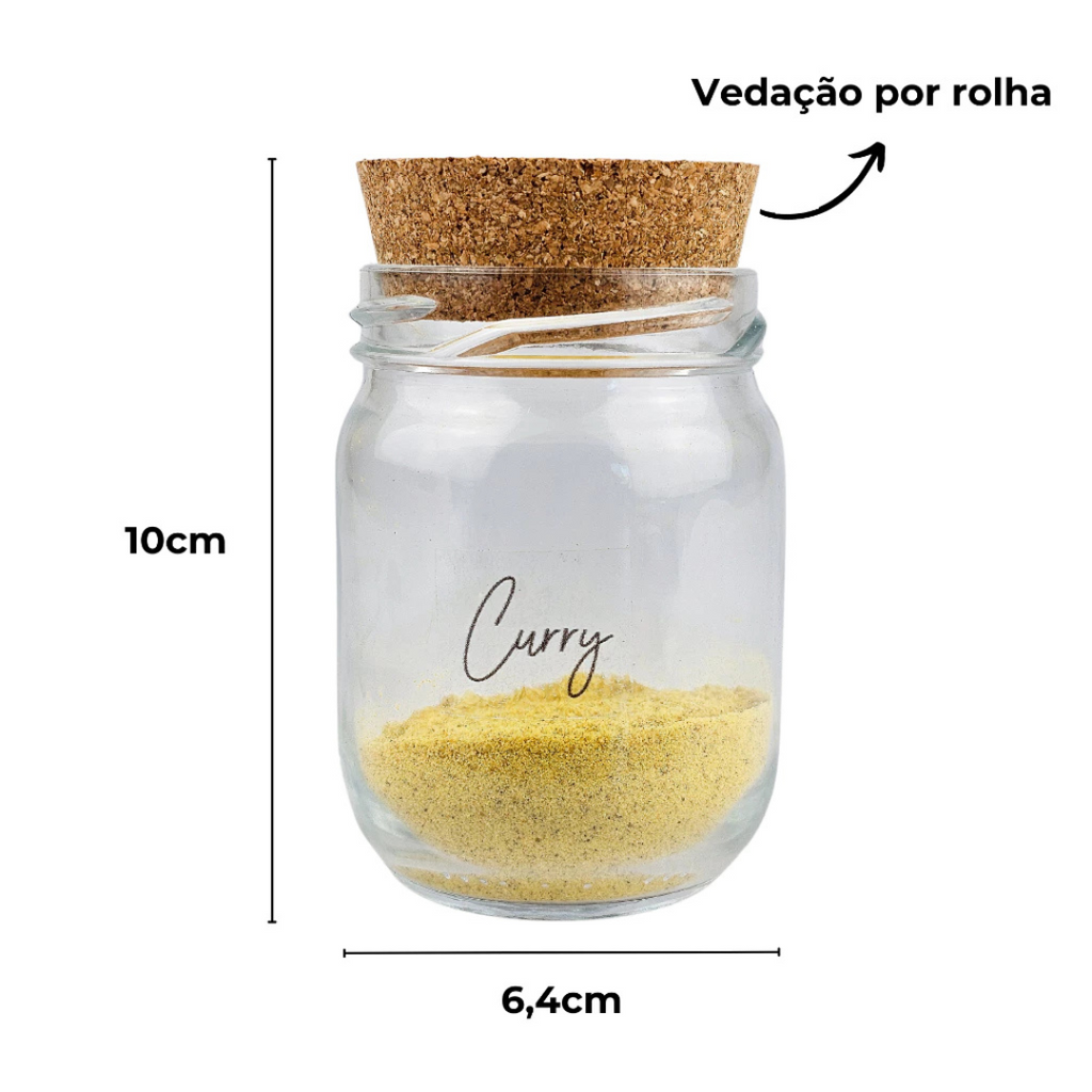 Kit 10 Potes 200ml com Tampa de Cortiça Elegância Natural