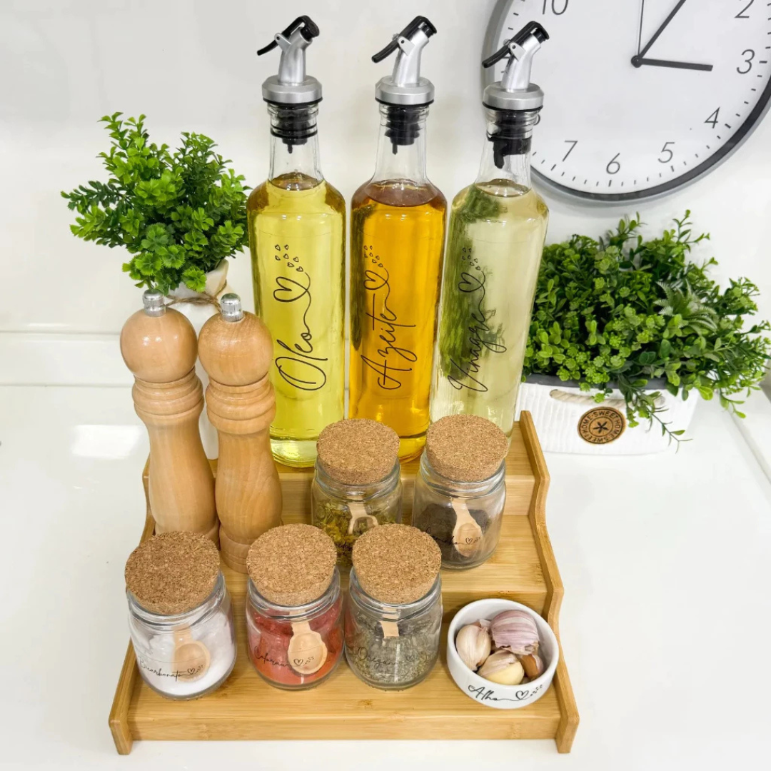 Rack de Bambu Organizadores Retrátil e Fixo 3 Níveis