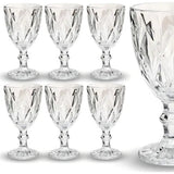 Jogo 6 Taças de Vidro Diamante Abacaxi Bico de Jaca 330ml – Copo Transparente Gourmet